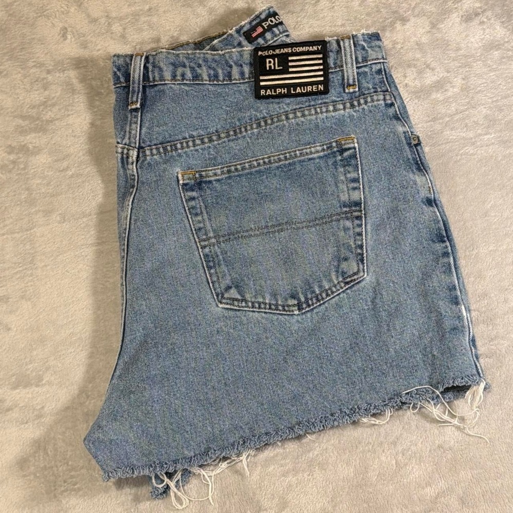 90s Vintage Polo Jeans Co. Ralph Lauren Denim Cutoff Shorts | Blue | 38